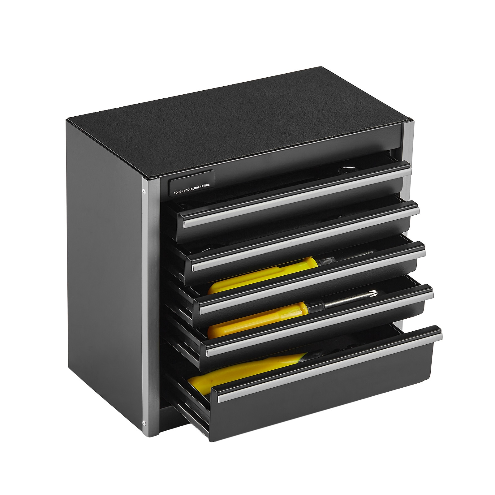 Tool Box 8.6-inch Portable Metal Tool Box With 5 Drawers Tool Organizer Black_voghion.com